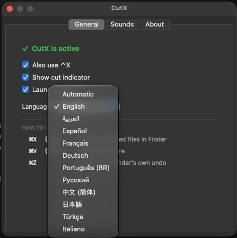 Language picker