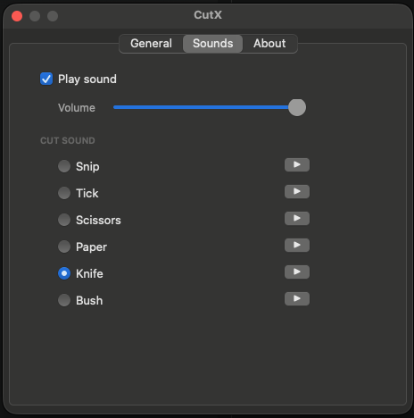 Sound settings